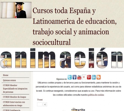 Cursos toda Espaa y Latinoamerica de educacion, trabajo social y animacion sociocultural